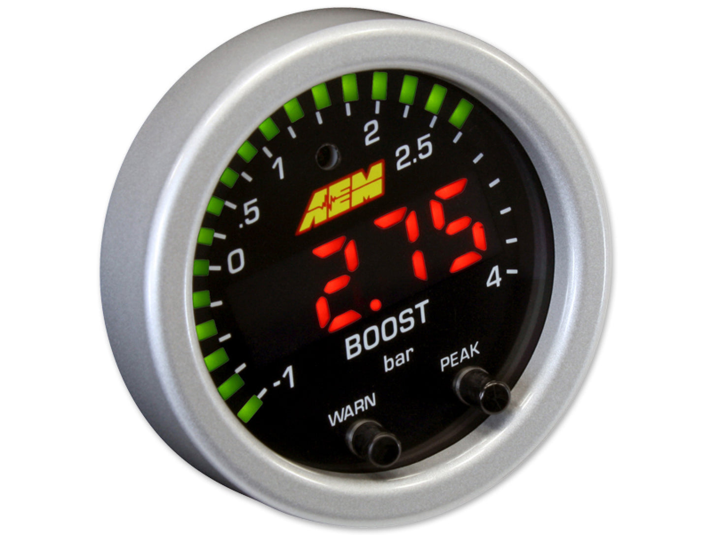 AEM X-Series Boost Pressure Gauge -30-60psi / -1-4bar Accessory Kit Silver Bezel & White Faceplate
