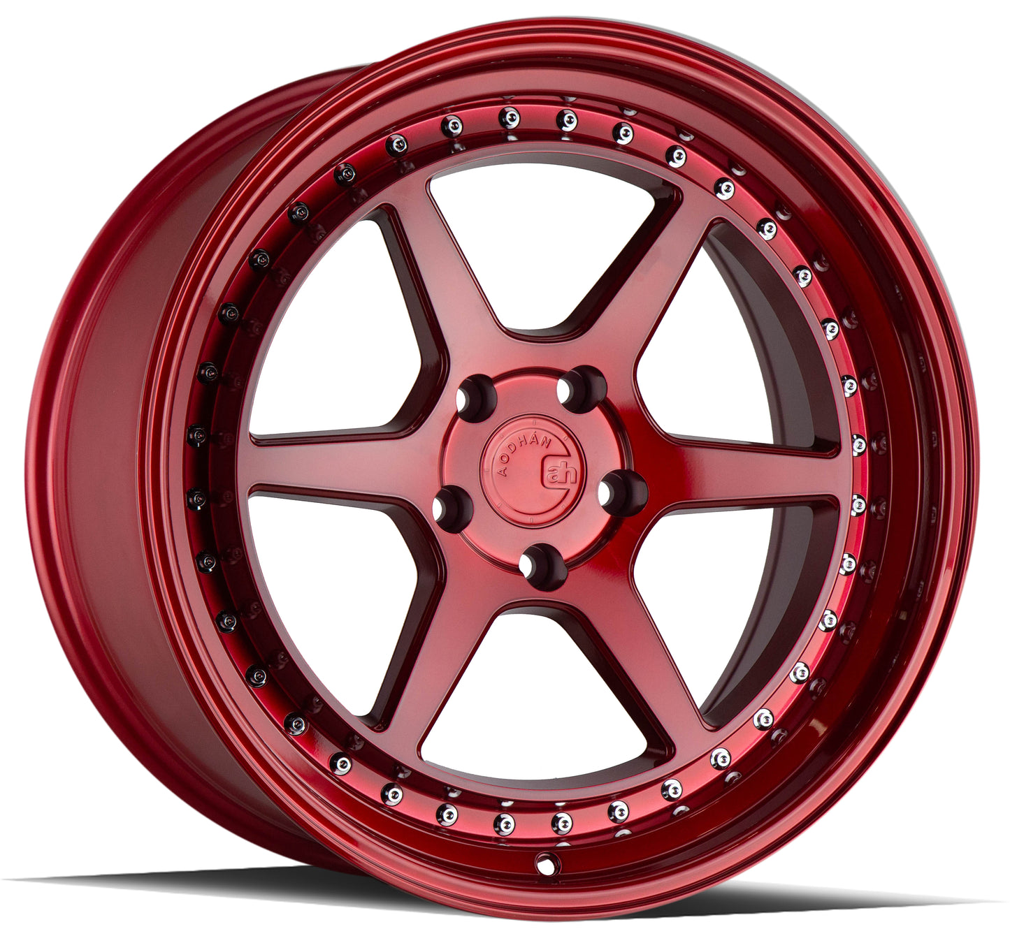 Aodhan DS09 (Candy Red w/ Chrome Rivets) 18x9.5 18x10.5 (set of 4)