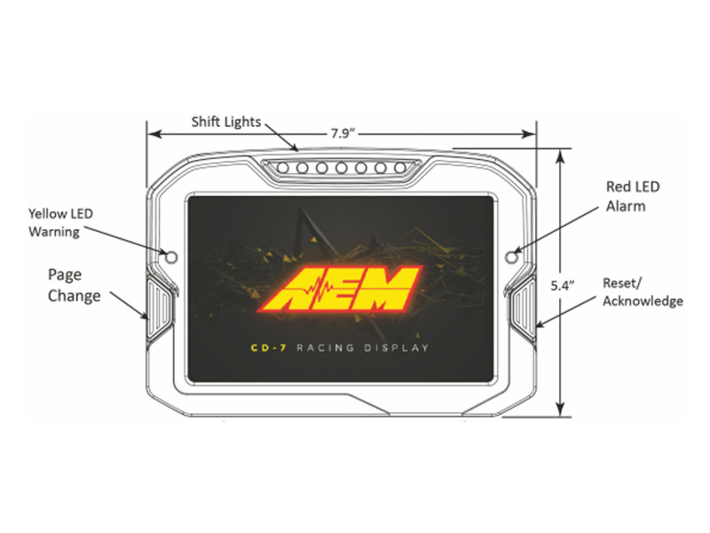 AEM CD-7 Carbon Digital Racing and Logging Dash Display - Non-Logging / GPS Enabled