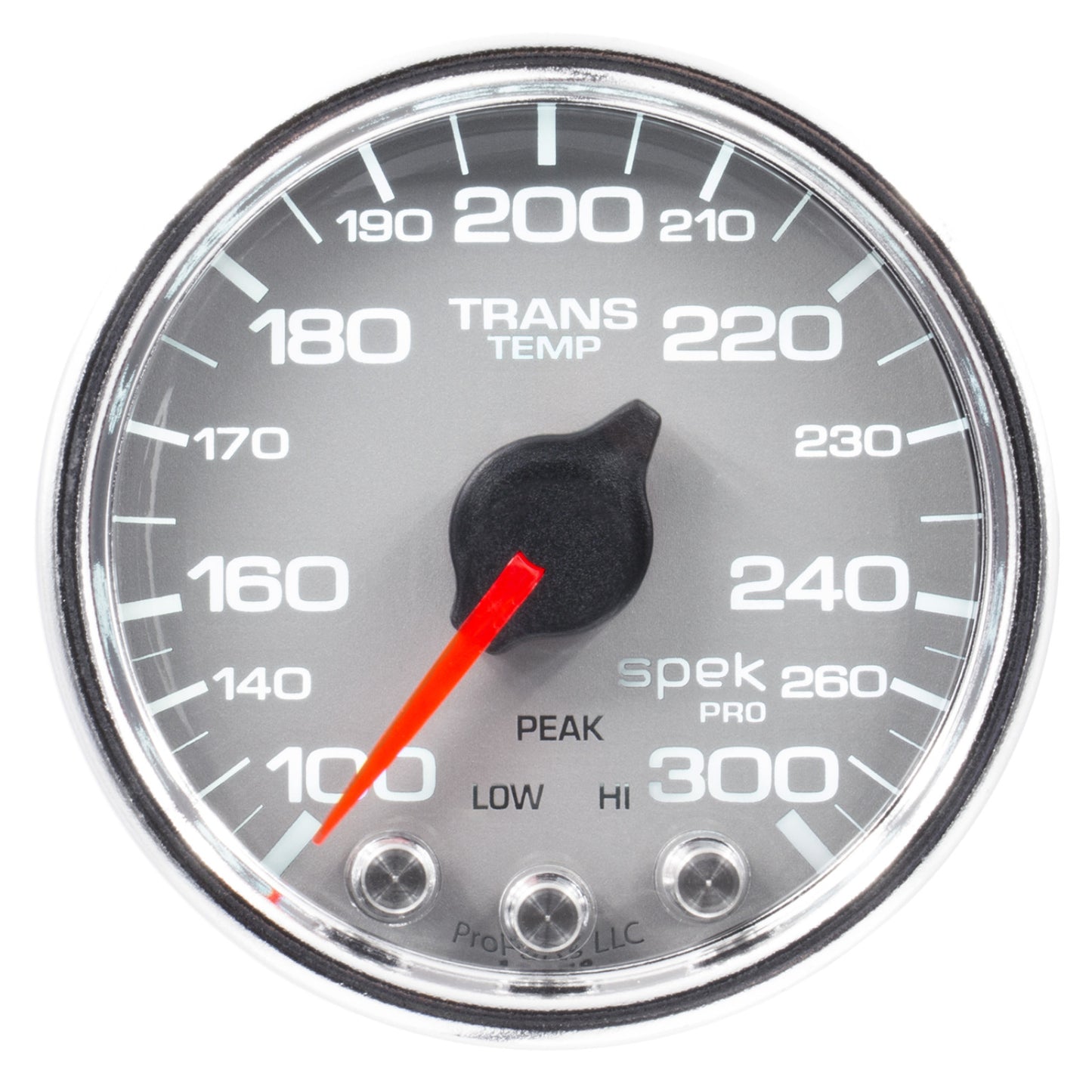 Autometer 2-1/16 in. TRANSMISSION TEMPERATURE, 100-300 Fahrenheit, SPEK-PRO, SILVER/CHROME