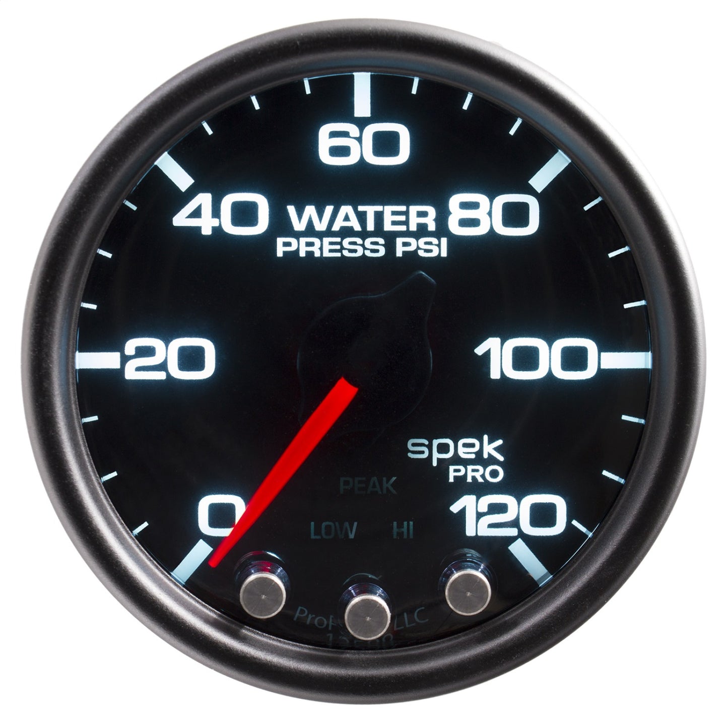 Autometer 2-1/16 in. WATER PRESSURE, 0-120 PSI, SPEK-PRO, BLACK/BLACK