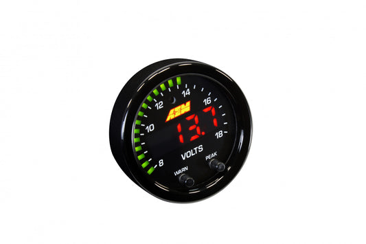 AEM X-Series Volt Gauge 8-18V Black Bezel & Black Faceplate