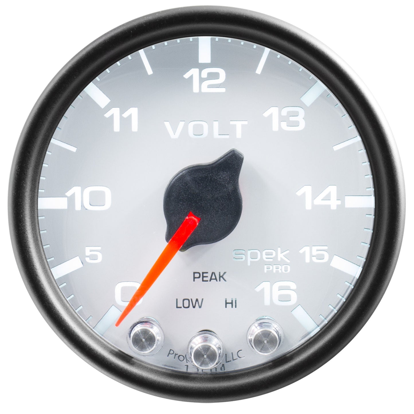 Autometer 2-1/16 in. VOLTMETER, 0-16V, SPEK-PRO, WHITE/BLACK