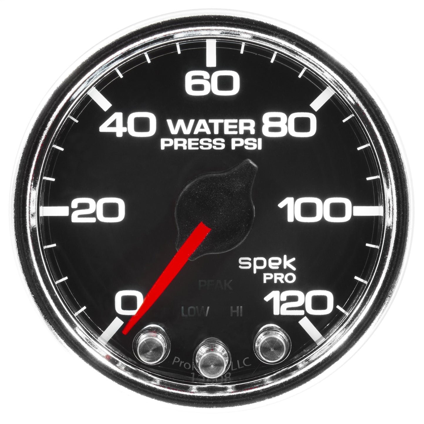 Autometer 2-1/16 in. WATER PRESSURE, 0-120 PSI, SPEK-PRO, BLACK/CHROME