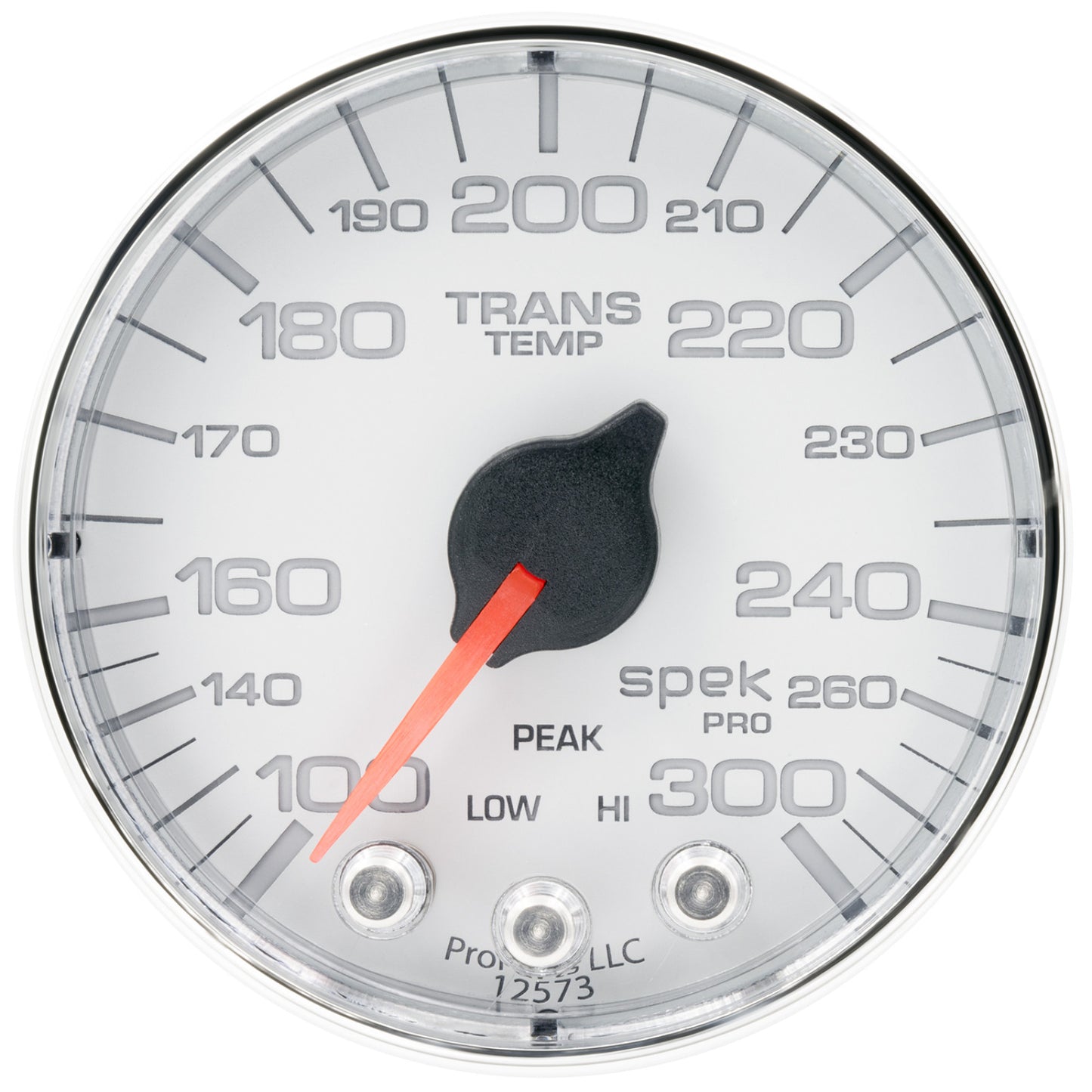 Autometer 2-1/16 in. TRANSMISSION TEMPERATURE, 100-300 Fahrenheit, SPEK-PRO, WHITE/CHROME