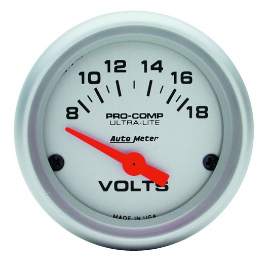 Autometer 2-1/16 in. VOLTMETER, 0-16V, SPEK-PRO, BLACK/BLACK