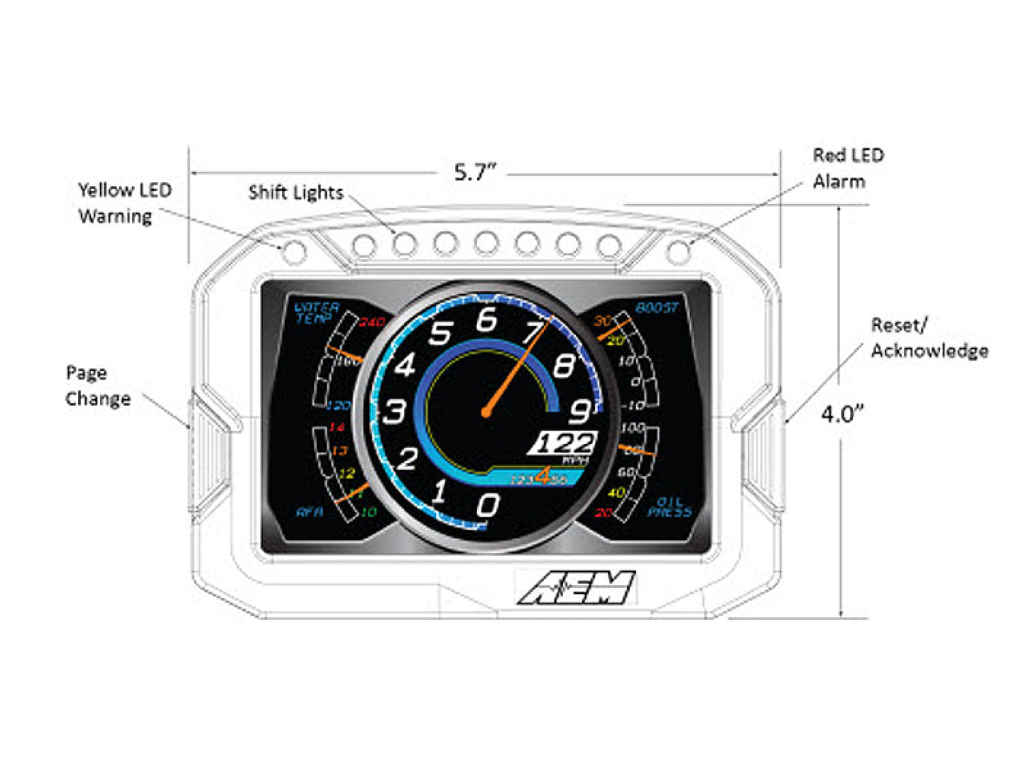 AEM CD-5 Carbon Digital Racing Logging and GPS Enabled Dash Display