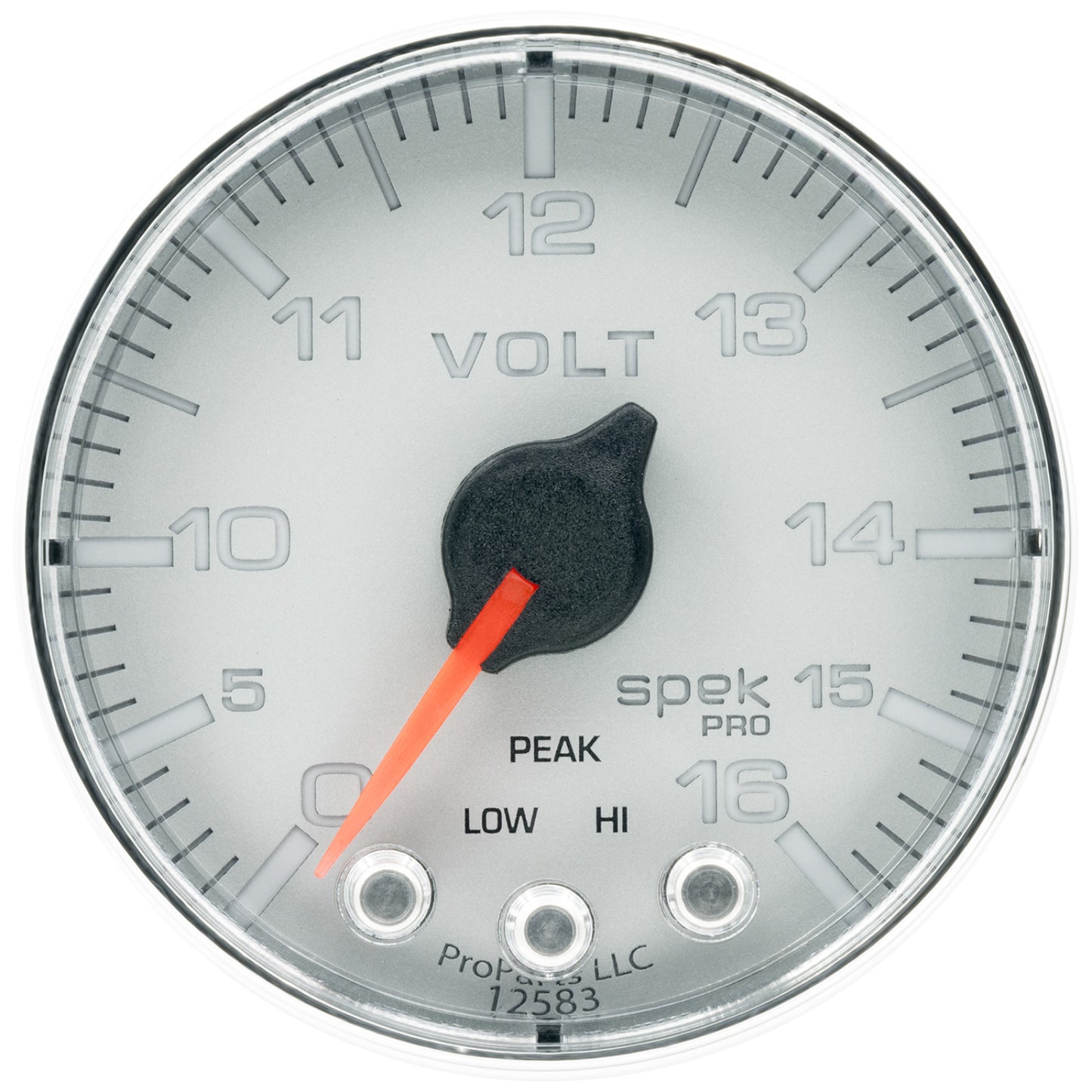 Autometer 2-1/16 in. VOLTMETER, 0-16V, SPEK-PRO, SILVER/CHROME