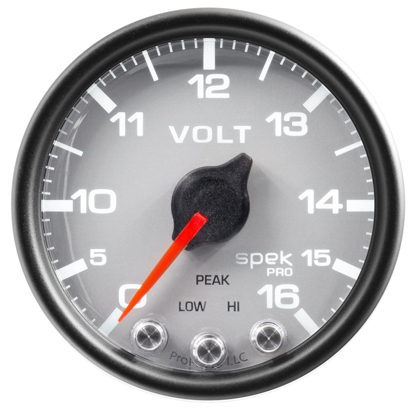 Autometer 2-1/16 in. VOLTMETER, 0-16V, SPEK-PRO, SILVER/BLACK