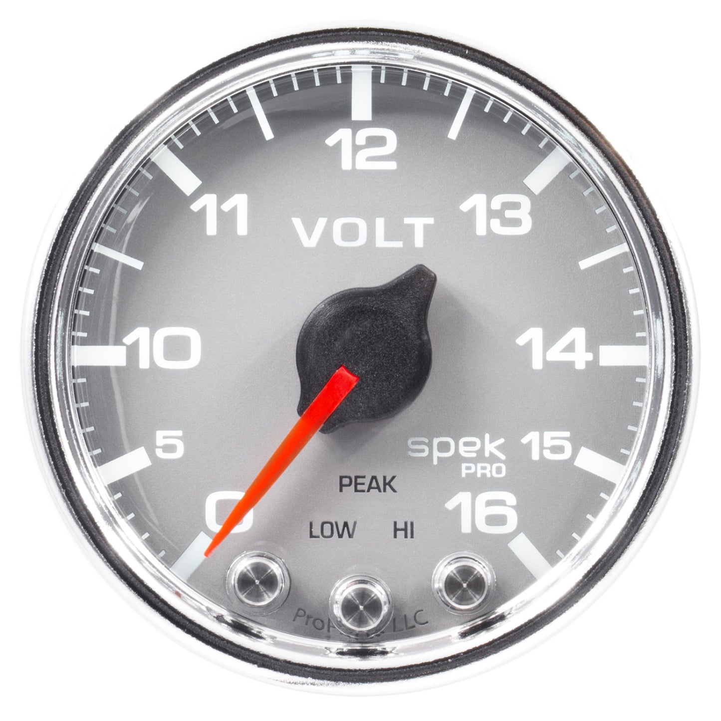 Autometer 2-1/16 in. VOLTMETER, 0-16V, SPEK-PRO, SILVER/CHROME