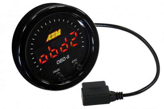 AEM X-Series OBDII Gauge Black Bezel & Black Faceplate