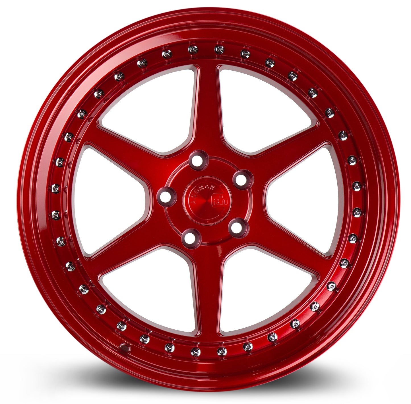 Aodhan DS09 (Candy Red w/ Chrome Rivets) 18x9.5 18x10.5 (set of 4)