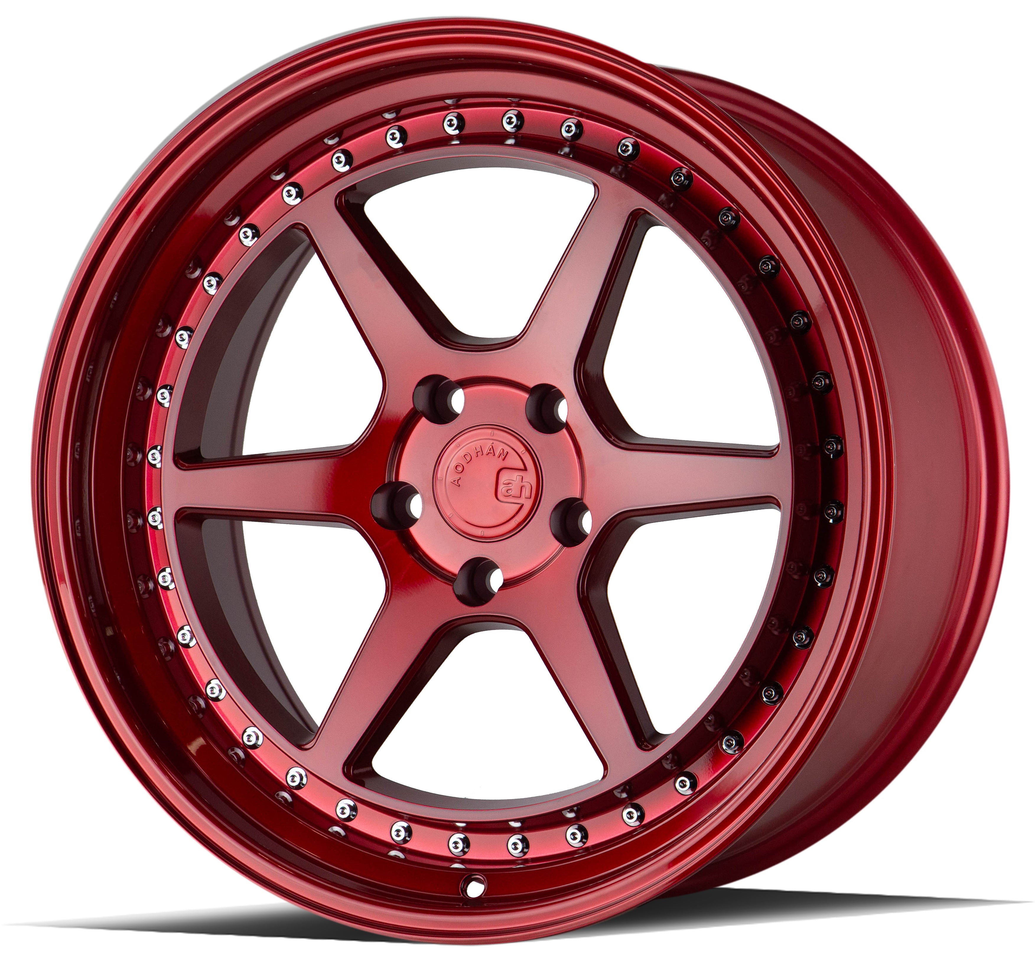 Aodhan DS09 (Candy Red w/ Chrome Rivets) 18x9.5 18x10.5 (set of 4 ...