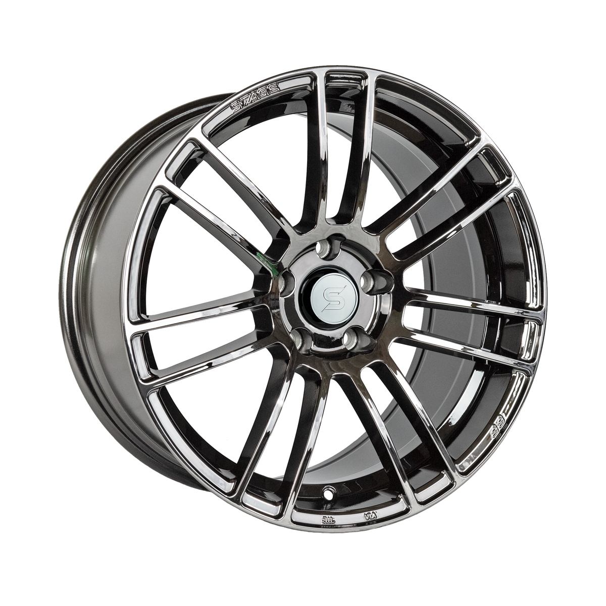 Stage Wheels Belmont 18x8.5 +35mm 5x120 CB: 74.1 Color: Black Chrome ...