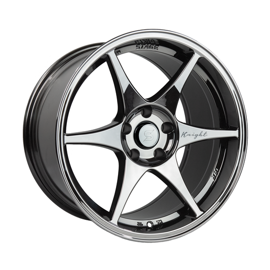 Stage Wheels Knight 18x9.5 +12mm 5x114.3 CB: 73.1 Color: Black Chrome